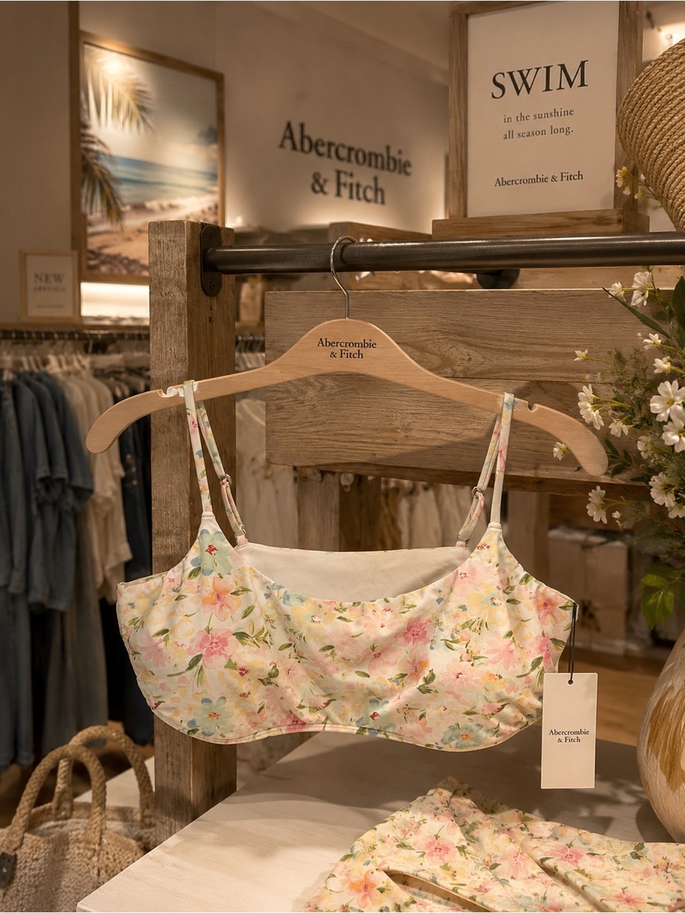 NWT Abercrombie & Fitch Pastel Floral Bikini Top